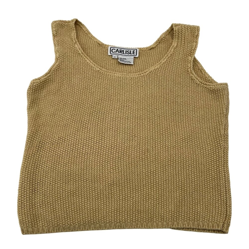 Carlisle Vintage Women's Sleeveless Knit‎ Tank Top M Beige Rayon/Cotton Blend
